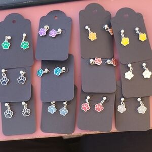 Colorful Paw Print Earrings